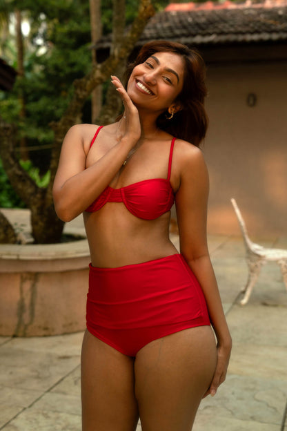 INANNA Red High Waist Bikini Bottom
