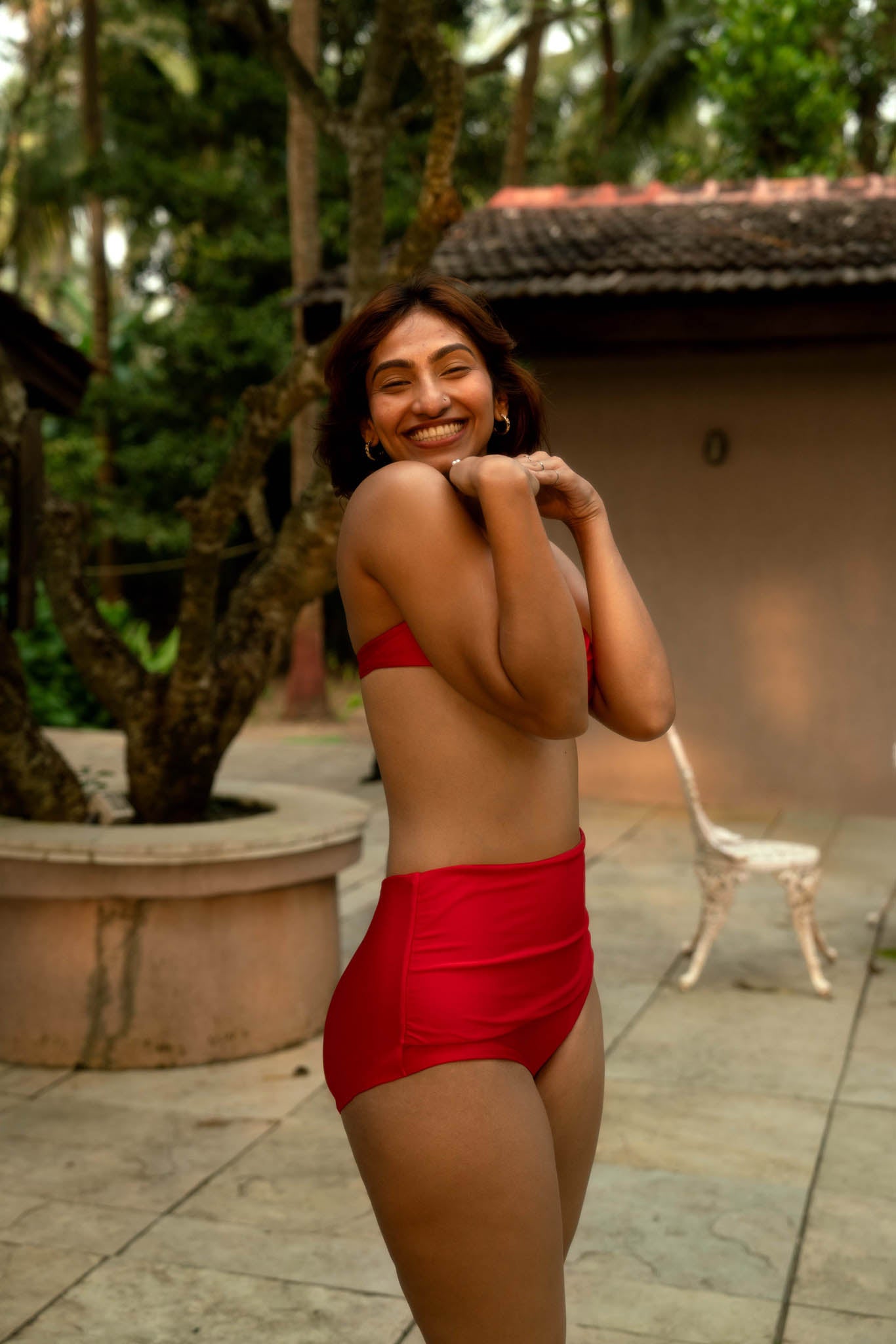 INANNA Red High Waist Bikini Bottom