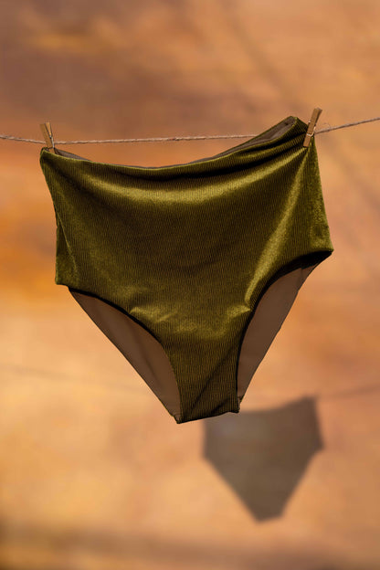 EPONA  Olive Green High Waist Bikini Bottom