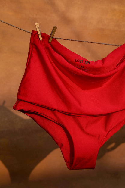 INANNA Red High Waist Bikini Bottom