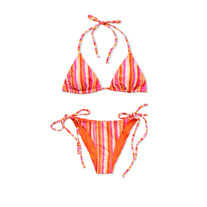 CANDY FLIP STRIPED TRIANGLE BIKINI SET